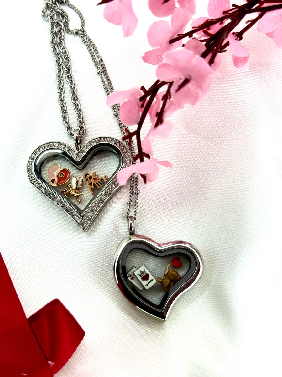 Heart locket with crystals