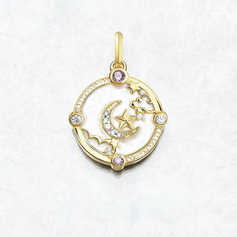 Moon Star Gold plated Silver Sterling S925 Necklace