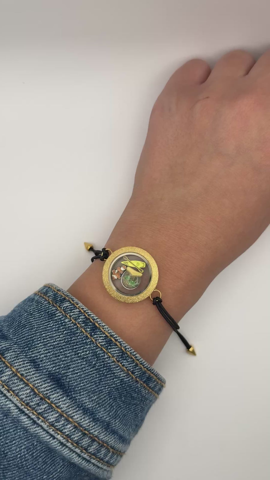 Gold Glitter locket with Elastic strap